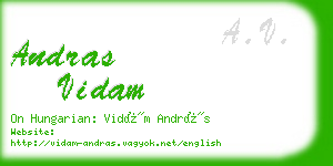 andras vidam business card